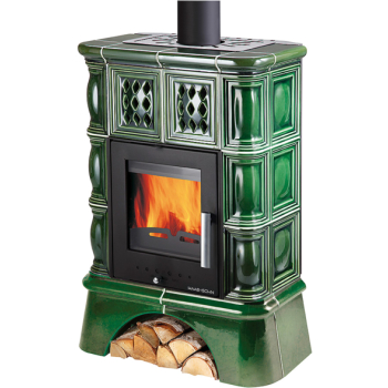 HAAS+SOHN - TREVISO II s výměníkem - kachlový sokl, černá/zelená kachle