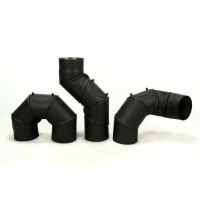 DN 120 - ocelový kouřovod TL1.5 - koleno pětisegmentové s čistícím otvorem 0 - 180 stupňů