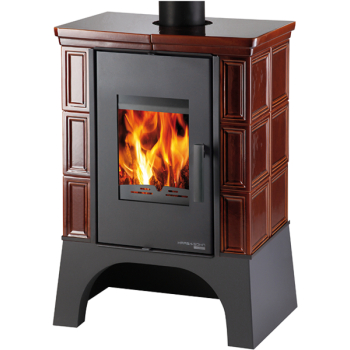 HAAS + SOHN - EBOLI AL II s výměníkem + vychl. smyčka, kachle hnědá, podstavec černý