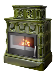 ABX KARELIE s kachlovým soklem a s teplovodním výměníkem 10,5kW