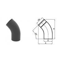 Karl Koleno tažené 45°/ 150mm (síla 2mm) - černá