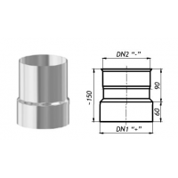 Karl Redukce kouřovodů v zapojení po kouři 150mm / 180mm (síla 1mm) - nerez