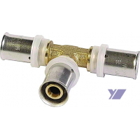 Lisovací T-kus redukovaný uprostřed pro vícevrstvé trubky Pex-al-pex COMISA 40-32-40mm